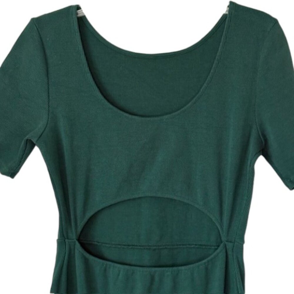 Boden Short Sleeved Cut Out Rib Jersey Midi Dress - Emerald Night - 10R - Picture 7 of 10